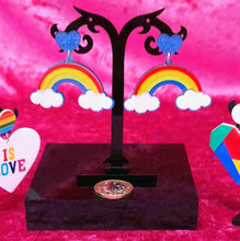 Load image into Gallery viewer, Funky acrylic rainbow earrings
