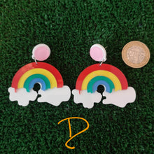 Load image into Gallery viewer, Funky acrylic rainbow earrings
