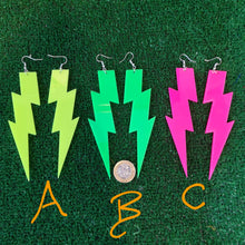 Load image into Gallery viewer, Neon Lightening Bolt Earrings

