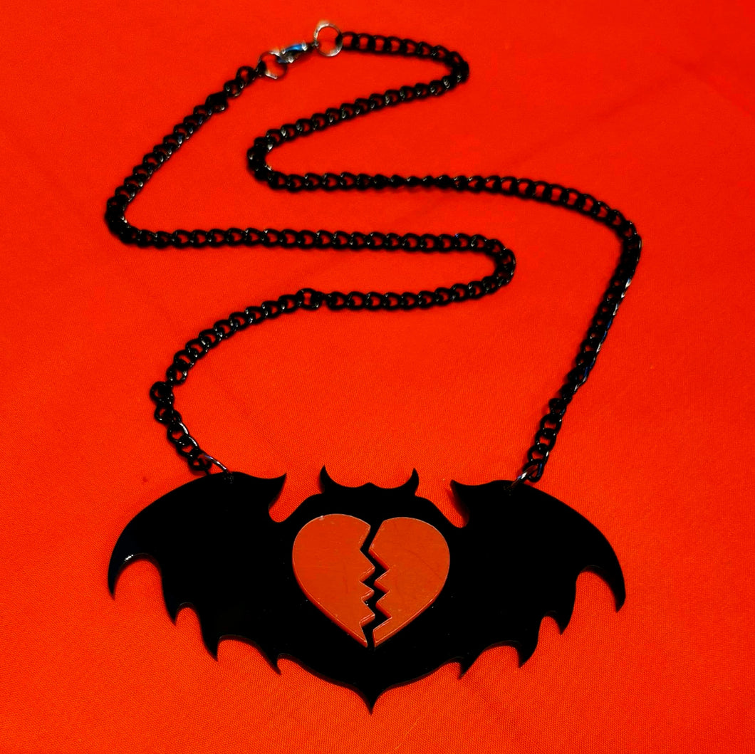 Broken Hearted Bat Necklace