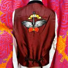 Load image into Gallery viewer, Handmade Hearts and Skulls Guitar Hero Waistcoat
