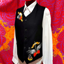 Load image into Gallery viewer, Handmade Hearts and Skulls Guitar Hero Waistcoat
