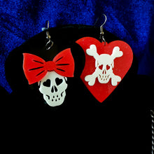 Load image into Gallery viewer, Girly Skull Necklace &amp; Earrings
