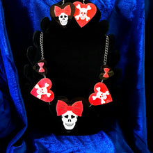 Load image into Gallery viewer, Girly Skull Necklace &amp; Earrings
