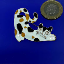 Load image into Gallery viewer, Enamel Tortie Cat Brooch

